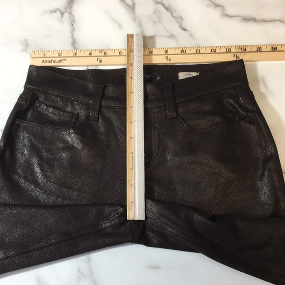 Level 99 Bronze Faux Leather Sienna Tomboy‎ Pants Womens 25 Skinny Leg Coated - Picture 6 of 13